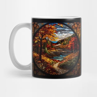 Stained Glass Window Of Autumn Scenery Mug